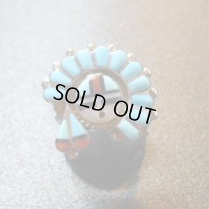 画像1: ズニ　Larry・Lonjose　インレイ　ウォーボンネットサンフェイス　リング15・5号