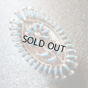 画像1: ズニ　Vincent&Soccoro・Johnson　ニードルポイント　ターコイズ　リング13・5号