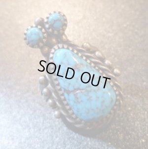 画像1: San Juanプエブロ　Mike・Bird-Romero　オールドターコイズ付　バグフェイスリング16号