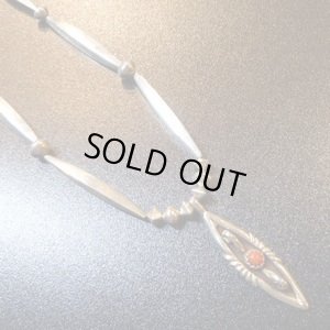 画像1: コチティ　Joe・H・Quintana　シルバーロングビーズ&コーラル付ペンダントトップ付ネックレス約66cm