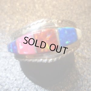 画像1: ズニ　インレイ　マルチカラーオパール　リング14・5号