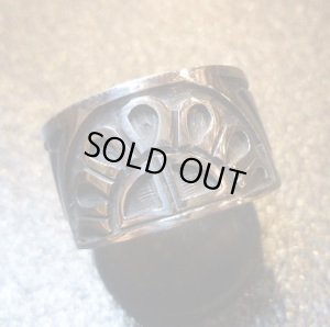 画像1: ホピ　Pat・Tewawina　オーバレイ　サンフェイス&ウェーブ　リング17・5号