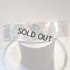 画像1: ズニ　S&E・Guardian　インレイ　ハミングバード&フラワー　バングル約15〜16cm用