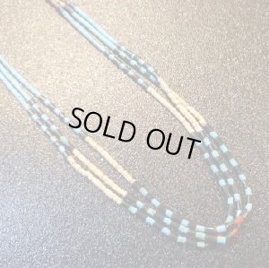 画像1: サントドミンゴ　Paul・Tenorio　ターコイズ&シェル&etc　ヒシ3連ネックレス約55cm