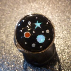 画像1: ナバホ　Matthew・Jack　インレイ　宇宙モチーフ　リング19号