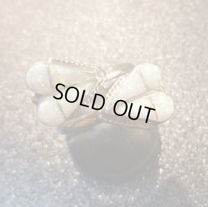 画像1: ズニ　インレイ　ホワイトオパール　ダブルハートモチーフフリーリング15号〜