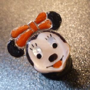 画像1: ズニ　Don・Dewa　インレイ　スモールフェイス　ミニー　リング8〜18号ぐらい（フリー）