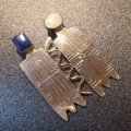 San Juanプエブロ　Mike・Bird-Romero　18Kゴールドスネーク&ラピスラズリ&シェル付　2シャーマン型ピンブローチ
