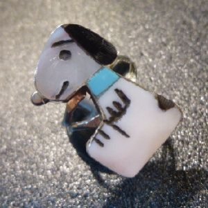 画像1: ズニ　Shenel・Comosona　インレイ　Sサイズスヌーピー　リング13号