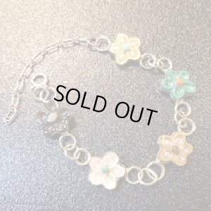 画像1: ズニ　Tamara・Pinto　インレイ　マルチカラー　５フラワーリンクブレスレット約15〜16・5cm用