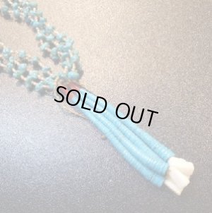 画像1: サントドミンゴ　オールド　ターコイズ&シェル　ジャックラ3連ネックレス約68cm前後