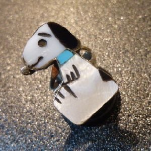 画像1: ズニ　Shenel・Comosona　インレイ　Sサイズスヌーピー　リング6号