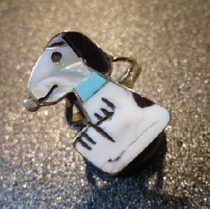 画像1: ズニ　Shenel・Comosona　インレイ　Sサイズスヌーピー　リング14号