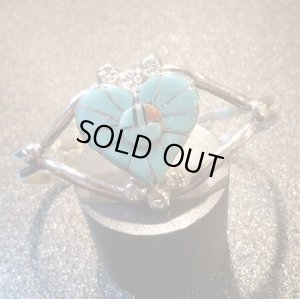 画像1: ズニ　Ola・Eriacho　ターコイズインレイ　サンフェイス×ハート型　バングル約14・5〜15・5cm用