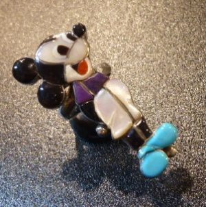画像1: ズニ　Veronica・Poblano　1970’S　インレイ　全身ミッキー　リング20号