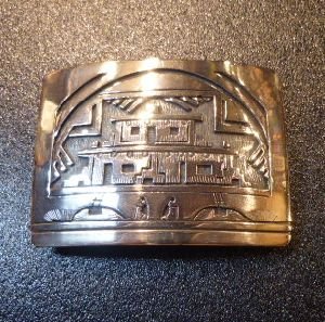 画像1: ホピ　Victor・Coochwytewa　オーバレイ　ライフストーリー　バックル1・1/2インチ幅