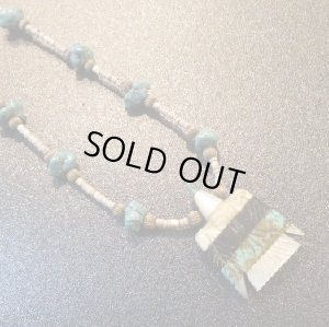 画像1: サントドミンゴ　80〜90年代Usedポーン　ペヨーテバード×ナゲット状ターコイズ　ネックレス約58cm