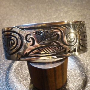 画像1: ホピ　Ruben・Saufkie　オーバレイ　イーグルフェイス&フェザーetc　バングル約16・5〜17・5cm用