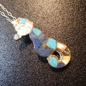 画像1: ズニ　インレイ　マルチカラーストーン　タツノオトシゴ　ピンブローチ&TOP