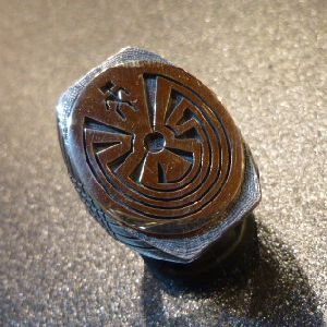 画像1: ホピ　Gary&Elsie・Yoyokie　オーバレイ　ゴールドメイズ　シルバーリング22・5号