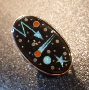 画像1: ナバホ　Matthew・Jack　インレイ　宇宙モチーフ　リング19号