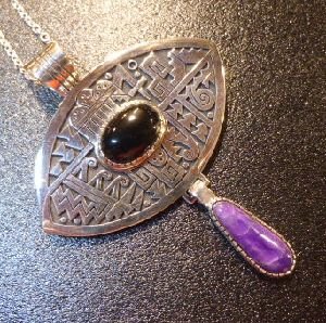 画像1: ホピ　Gary&Elsie・Yoyokie　オーバレイ　スギライト&オニキス付　別注アイシェイプTOP