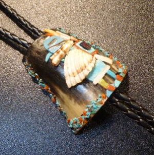 画像1: ズニ　80S　インレイ　バードカチーナ　ボロタイ