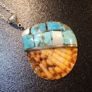 画像1: サントドミンゴ　インレイ　ターコイズ&オイスターシェル　TOP