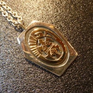 画像1: ナバホ　Calvin・Peterson　オーバレイ　14Kゴールド タートル(Mサイズ)　シルバーTOP