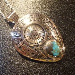 画像1: ホピ　Gary&Elsie・Yoyokie　オーバレイ　サンフェイスetc　ブルーダイアモンドターコイズ付　シャドーボックスTOP