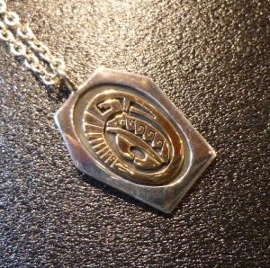 画像1: ナバホ　Calvin・Peterson　オーバレイ　14Kゴールド ベアー(Mサイズ)　シルバーTOP