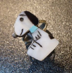 画像1: ズニ　Shenel・Comosona　インレイ　Sサイズスヌーピー　リング12号