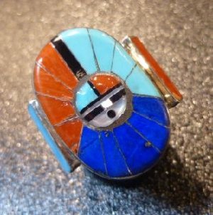 画像1: ズニ　Don・Dewa　インレイ　マルチカラー&サンフェイス　リング18・5号