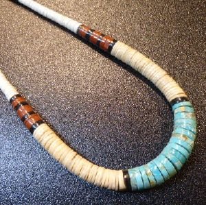 画像1: サントドミンゴ　Trevia・Crespin　シェル&ターコイズ　ラウンドヒシネックレス約50cm