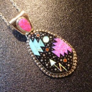 画像1: ナバホ　Matthew・Jack　インレイ&ピンクオパール付　宇宙モチーフ　TOP