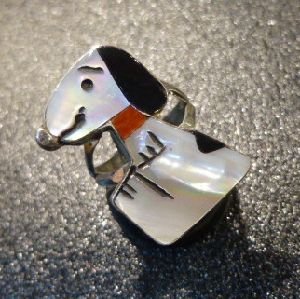 画像1: ズニ　Shenel・Comosona　インレイ　Sサイズスヌーピー　リング8・5号